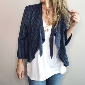 CAbi Cascade Peplum Waterfall Stripe Cardigan/Jacket XS